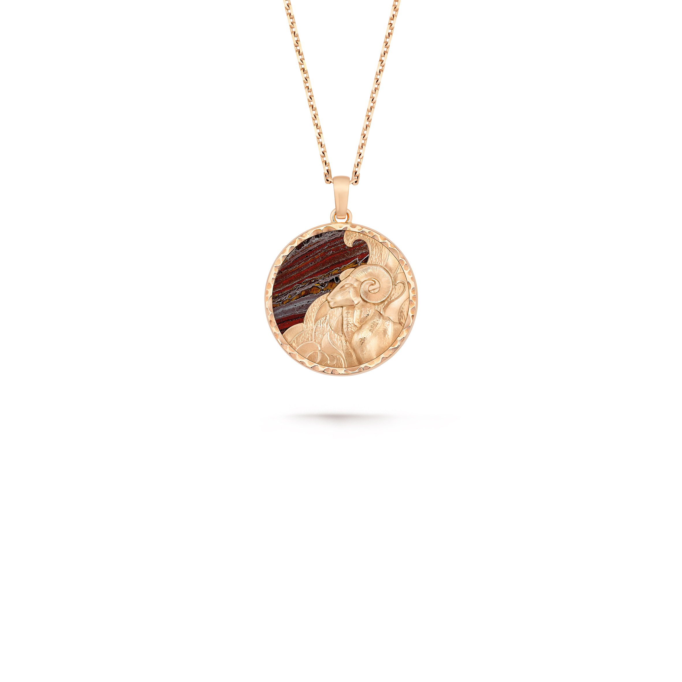 VAN CLEEF ARPELS ZODIAQUE LONG NECKLACE ARIETIS (ARIES) - ROSE GOLD, IRON EYE  VCARP9R800